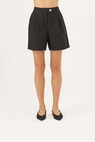 Black Linen Mirabilis Shorts - Linen Tales B2B 