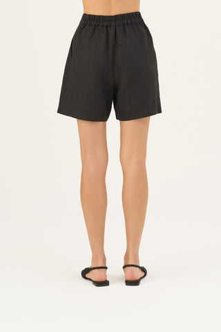 Black Linen Mirabilis Shorts - Linen Tales B2B 5