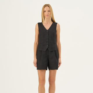 Black Linen Mirabilis Shorts - Linen Tales B2B 