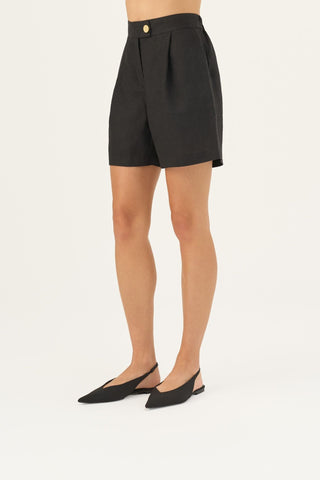 Black Linen Mirabilis Shorts - Linen Tales B2B 3