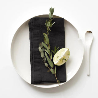 Black Linen Napkins Set of 2 - Linen Tales B2B 