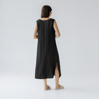 Black Linen Nasturtium Nightdress - Linen Tales B2B 3