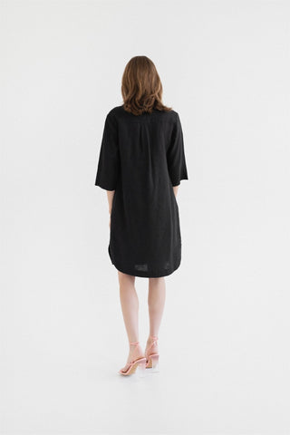 Black Linen Prelude Dress - Linen Tales B2B 2