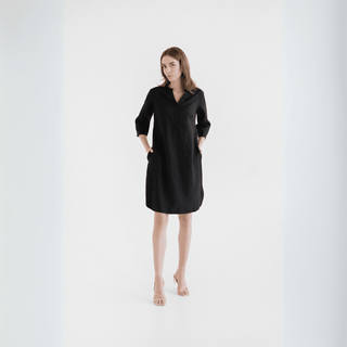 Black Linen Prelude Dress - Linen Tales B2B 1