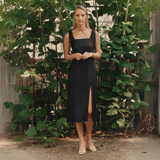 Black Linen Rumba Dress - Linen Tales B2B 
