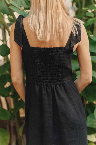 Black Linen Rumba Dress - Linen Tales B2B 3