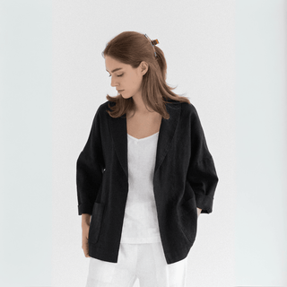 Black Linen Sonata Jacket - Linen Tales B2B 1