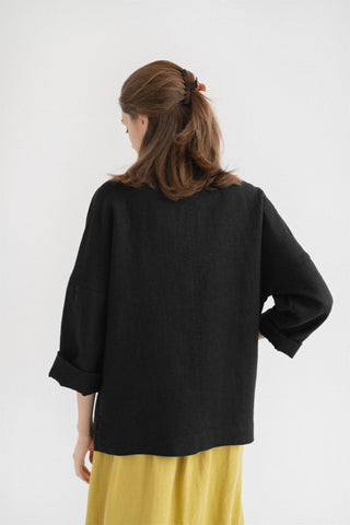 Black Linen Sonata Jacket - Linen Tales B2B 3