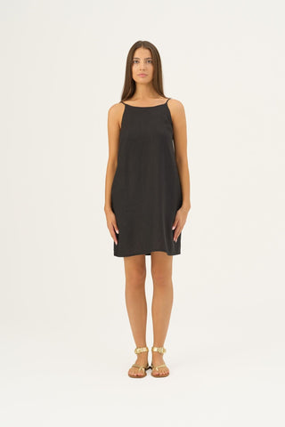 Black Linen Stella Dress - Linen Tales B2B 