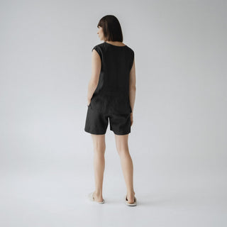 Black Linen Verbena Pyjama Set - Linen Tales B2B 
