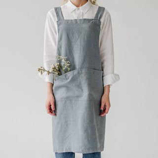 Blue Fog Linen Crossback Apron - Linen Tales B2B 
