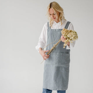 Blue Fog Linen Crossback Apron - Linen Tales B2B 3