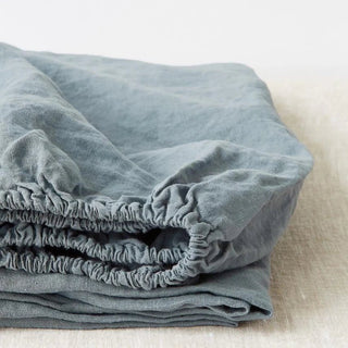 Blue Fog Linen Fitted Sheet - Linen Tales B2B 