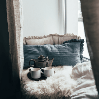 Blue Fog Linen Pillowcase with Frills - Linen Tales B2B 