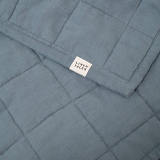 Blue Fog Linen Quilted Blanket - Linen Tales B2B 2