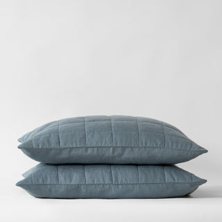 Blue Fog Linen Quilted Pillow Shams - Linen Tales B2B 2