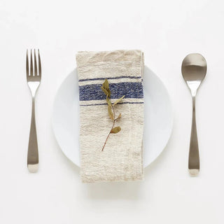 Blue Stripe Vintage Linen Napkins Set of 2 - Linen Tales B2B 