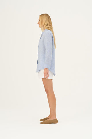 Blue White Stripes Linen Azalea Shirt - Linen Tales B2B 3