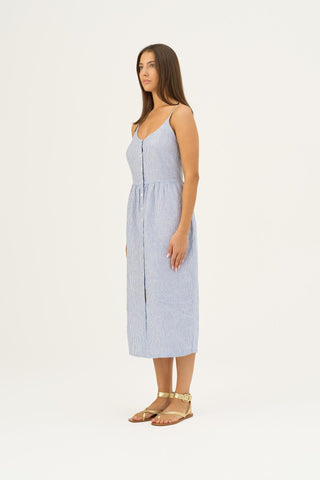 Blue White Stripes Linen Camilla Dress - Linen Tales B2B 3