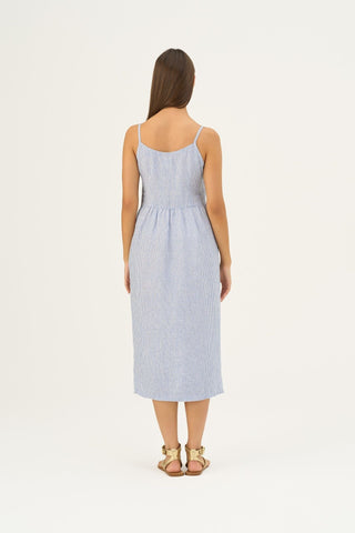 Blue White Stripes Linen Camilla Dress - Linen Tales B2B 5