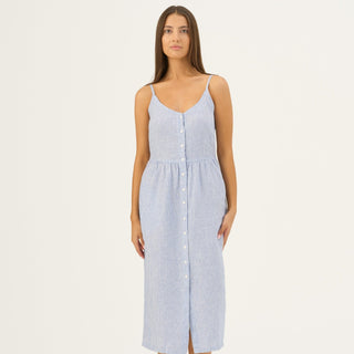 Blue White Stripes Linen Camilla Dress - Linen Tales B2B 