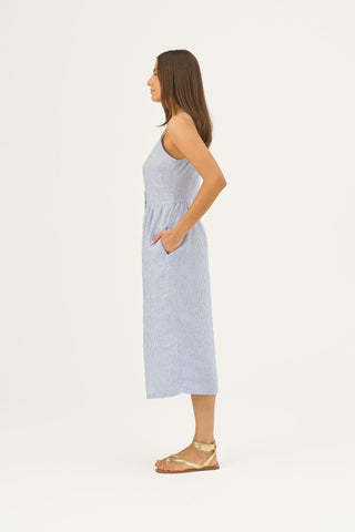 Blue White Stripes Linen Camilla Dress - Linen Tales B2B 4