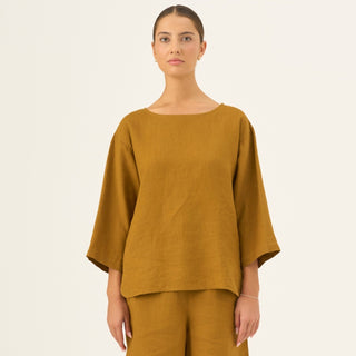 Bronze Linen Bilberry Top - Linen Tales B2B 