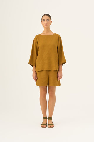 Bronze Linen Bilberry Top - Linen Tales B2B 