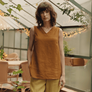 Bronze Linen Daffodil Top - Linen Tales B2B 