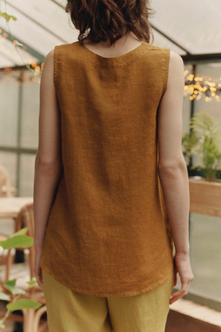 Bronze Linen Daffodil Top - Linen Tales B2B 