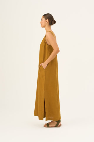 Bronze Linen Fugue Dress - Linen Tales B2B 3