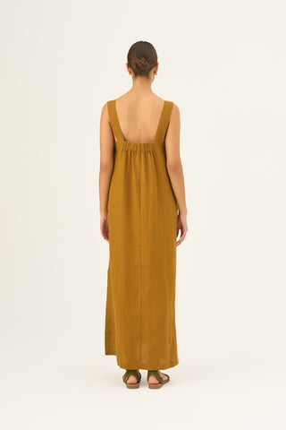 Bronze Linen Fugue Dress - Linen Tales B2B 4