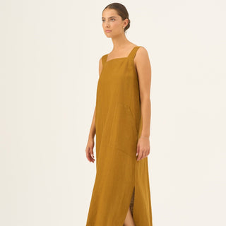 Bronze Linen Fugue Dress - Linen Tales B2B 