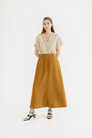 Bronze Linen Gardenia Skirt - Linen Tales B2B 