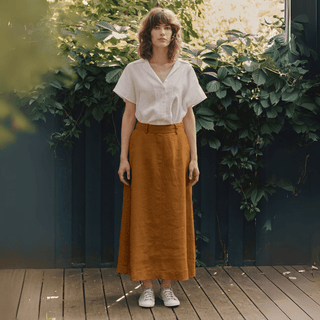 Bronze Linen Gardenia Skirt - Linen Tales B2B 