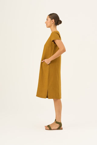 Bronze Linen Goldenrod Dress - Linen Tales B2B 