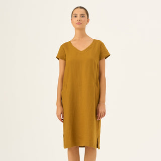 Bronze Linen Goldenrod Dress - Linen Tales B2B 