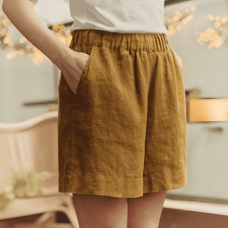 Bronze Linen Hip - Hop Shorts - Linen Tales B2B 