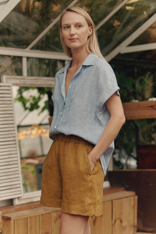 Bronze Linen Hip - Hop Shorts - Linen Tales B2B 3