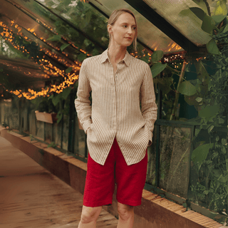 Bronze White Stripes Linen Azalea Shirt - Linen Tales B2B 