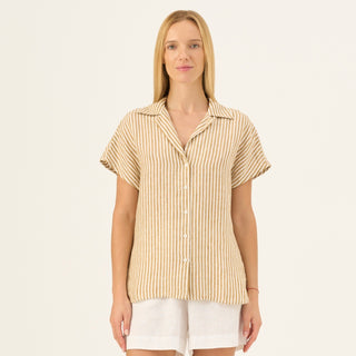 Bronze White Stripes Linen Melody Shirt - Linen Tales B2B 