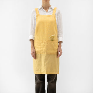 Butter Linen Crossback Apron - Linen Tales B2B 