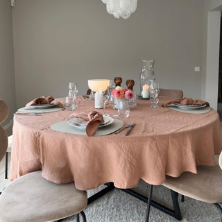 Cafe Creme Lightweight Linen Round Tablecloth - Linen Tales B2B 