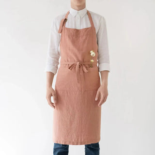 Cafe Creme Linen Chef Apron - Linen Tales B2B 