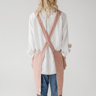 Cafe Creme Linen Crossback Apron - Linen Tales B2B 