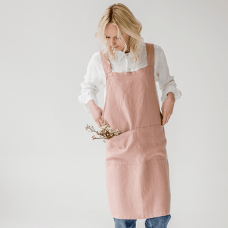 Cafe Creme Linen Crossback Apron - Linen Tales B2B 5