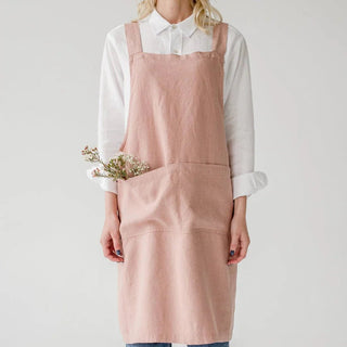 Cafe Creme Linen Crossback Apron - Linen Tales B2B 