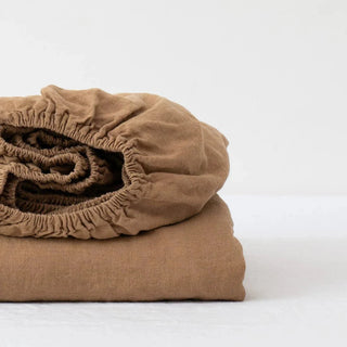 Camel Linen Fitted Sheet - Linen Tales B2B 