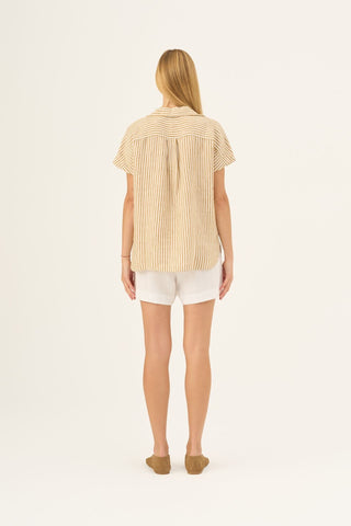 Bronze White Stripes Linen Melody Shirt 3