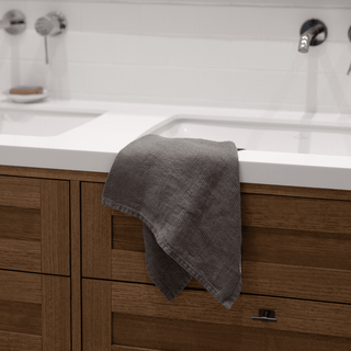 Charcoal Linen Fine Waffle Towel - Linen Tales B2B 